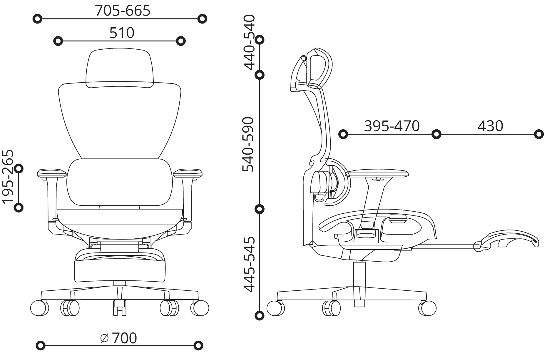 Merryfair ZENIT Ergonomic Chair Dimensions