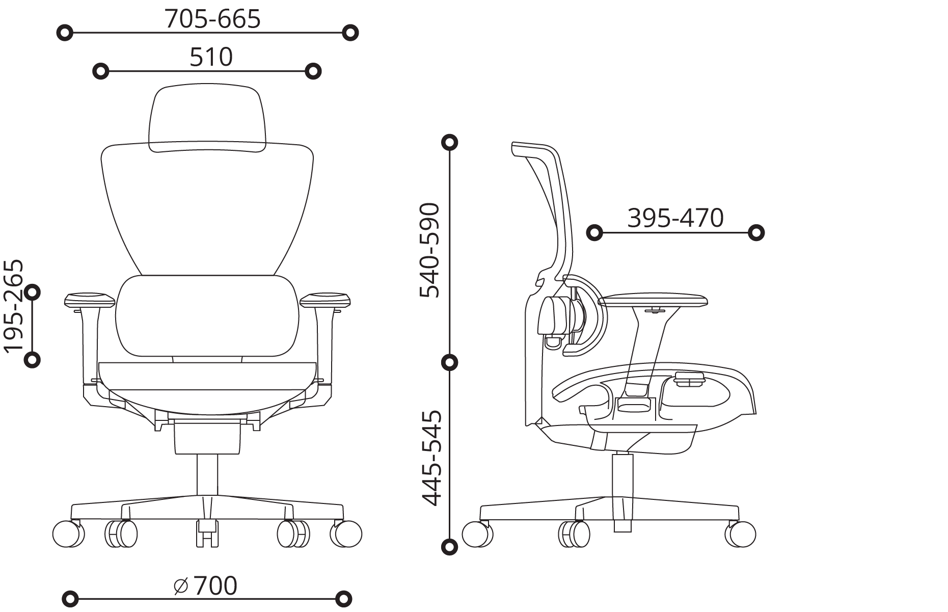 Merryfair ZENIT Ergonomic Chair Dimensions